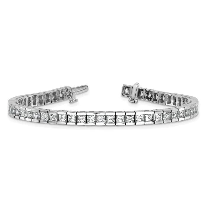 Goldia Bracelets 14K White Gold Lab Grown Diamond VSSI G Princess Tennis Bracelet