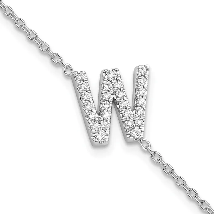 goldiaca Bracelets 14KW Natural Diamond Sideways Letter W w 1in ext Bracelet goldiaca Bracelets 14KW Natural Diamond Sideways Letter W w 1in ext Bracelet