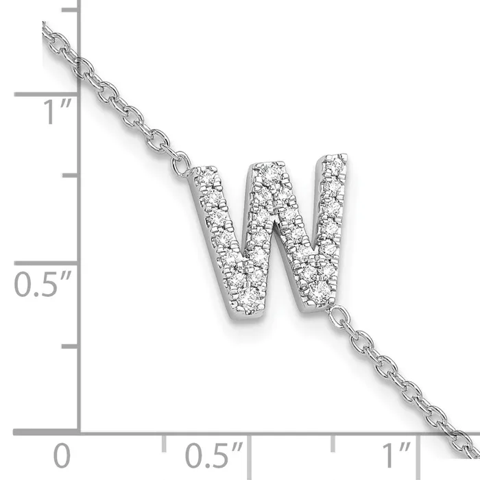 goldiaca Bracelets 14KW Natural Diamond Sideways Letter W w 1in ext Bracelet