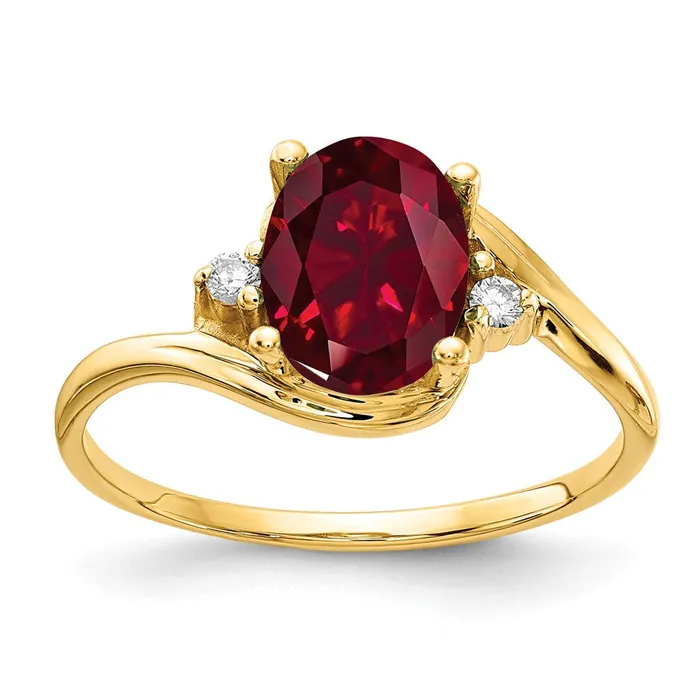 goldiaca Rings 14K Yellow Gold 8x6mm Oval Created Ruby VS Real Diamond ring goldiaca Rings 14K Yellow Gold 8x6mm Oval Created Ruby VS Real Diamond ring