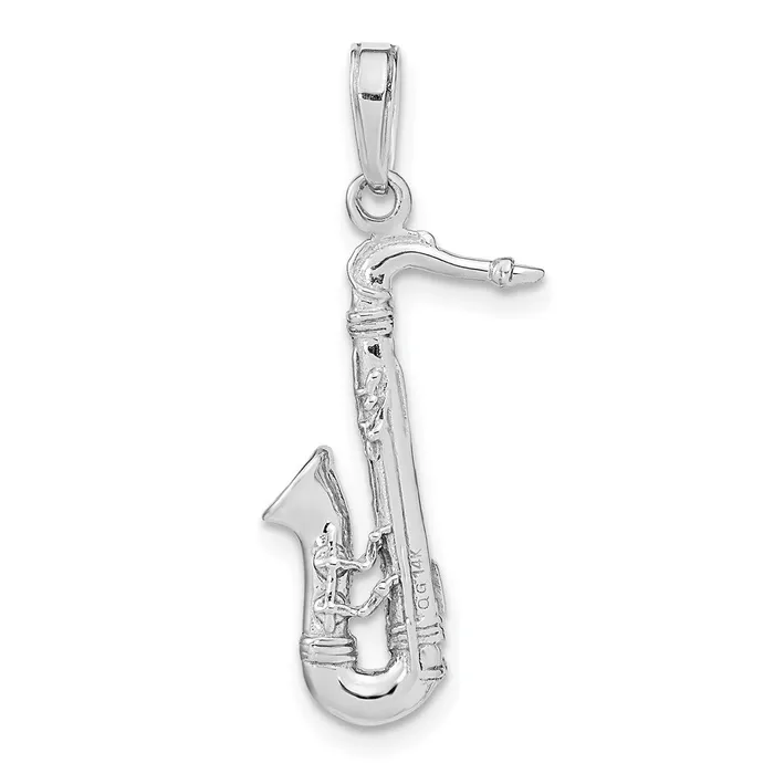 Goldia Charm Necklaces 14k White Gold Solid Polished 3D Saxophone Charm
