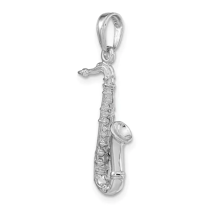 Goldia Charm Necklaces 14k White Gold Solid Polished 3D Saxophone Charm