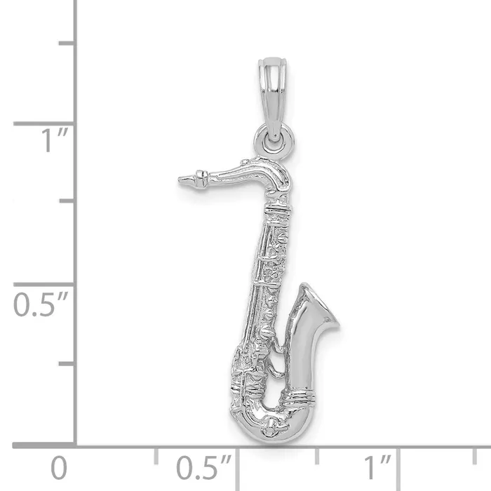 Goldia Charm Necklaces 14k White Gold Solid Polished 3D Saxophone Charm