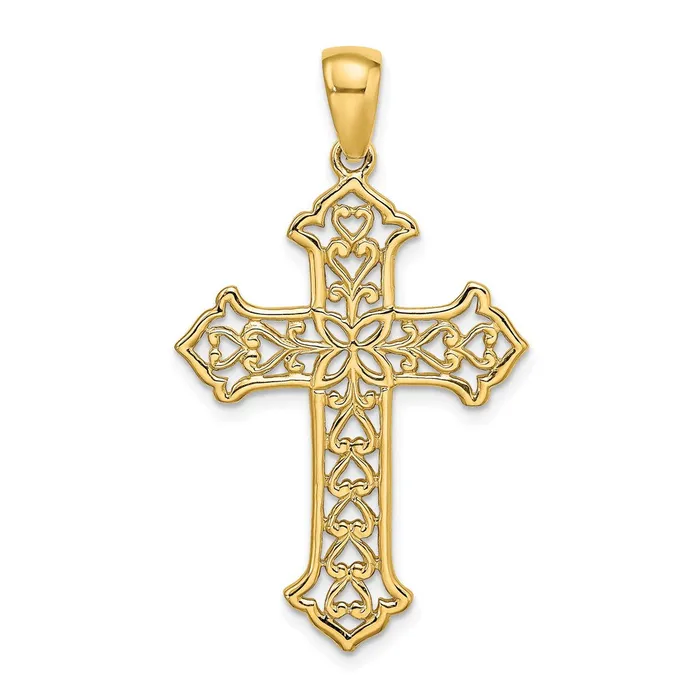 Goldia Charm Necklaces 14k Yellow Gold Cutout Budded Cross Charm