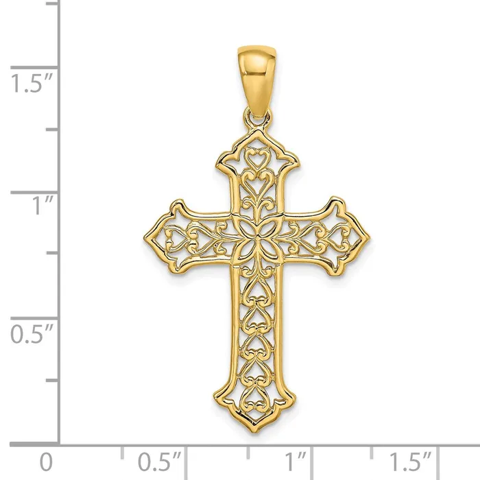 Goldia Charm Necklaces 14k Yellow Gold Cutout Budded Cross Charm