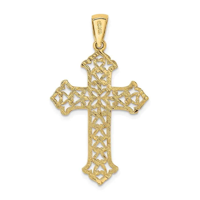 Goldia Charm Necklaces 14k Yellow Gold Cutout Budded Cross Charm
