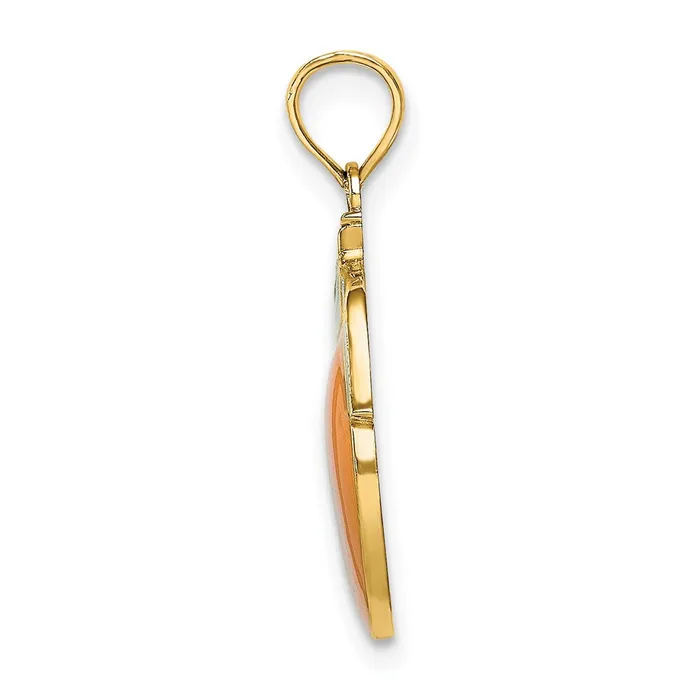 Goldia Charm Necklaces 14k Yellow Gold Enamel Orange WStem and Leaf Charm