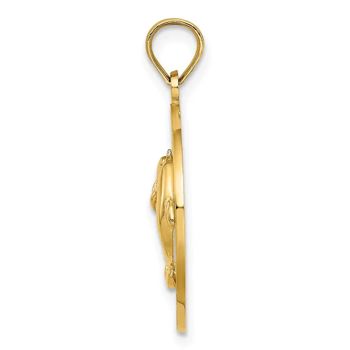 Goldia Charm Necklaces 14k Yellow Gold JAMAICA wDolphins Circle Charm