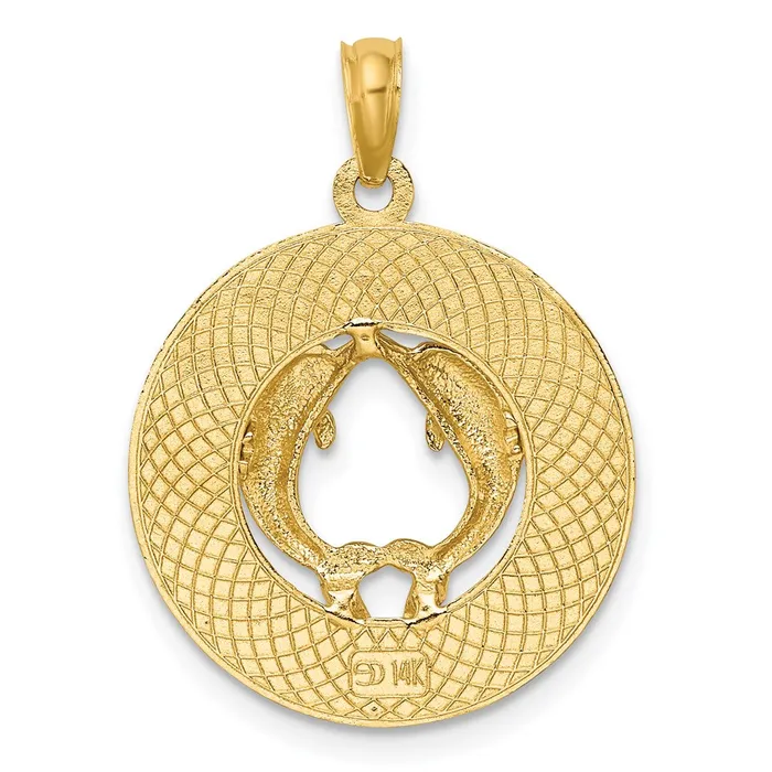 Goldia Charm Necklaces 14k Yellow Gold JAMAICA wDolphins Circle Charm