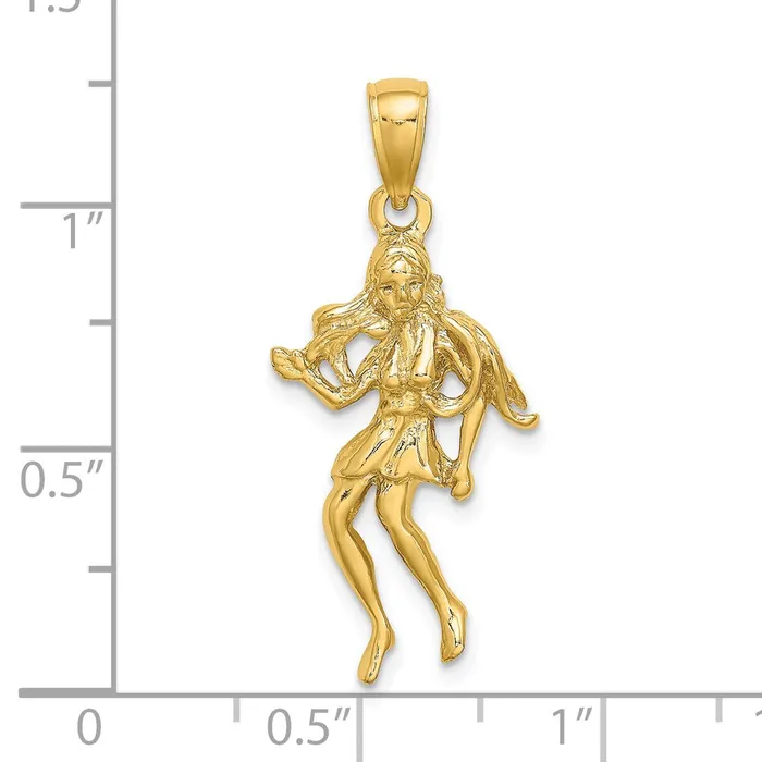 Goldia Charm Necklaces 14k Yellow Gold Large Virgo Zodiac Charm
