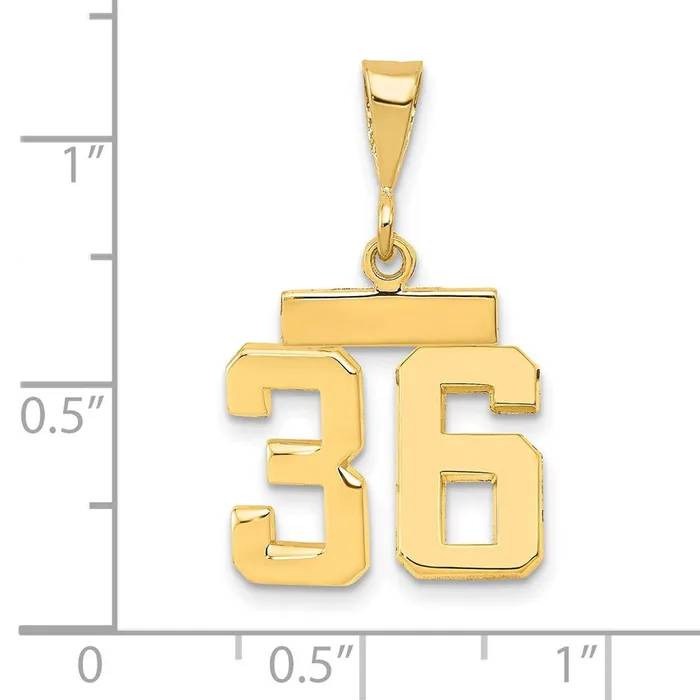 Goldia Charm Necklaces 14k Yellow Gold Small Polished Number 36 Charm