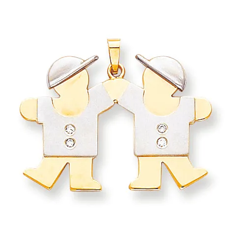 Goldiacom 14k Two tone A Diamond kid pendant Rings