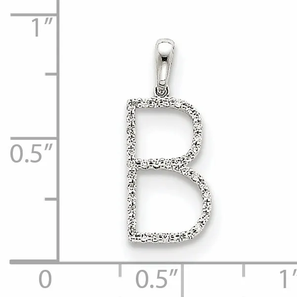 Goldiacom 14k White Gold Diamond Initial B Pendant Necklaces