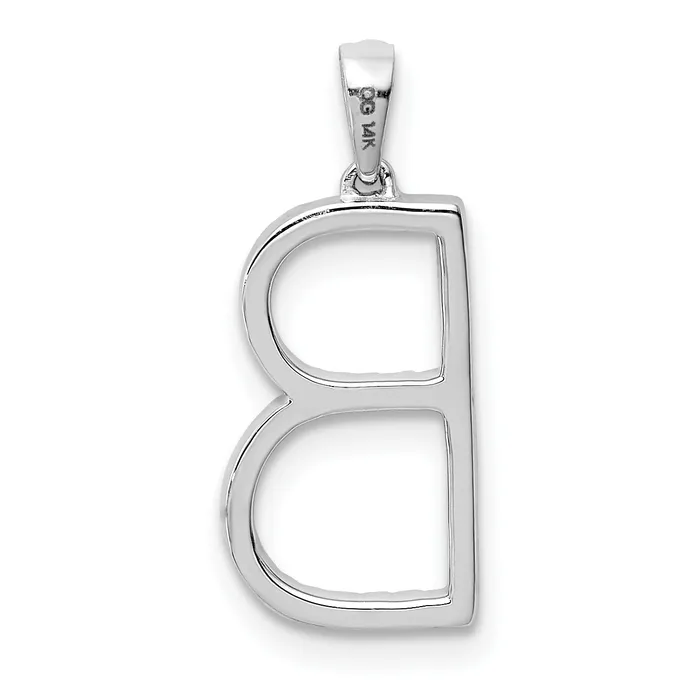 Goldiacom 14k White Gold Diamond Initial B Pendant Necklaces