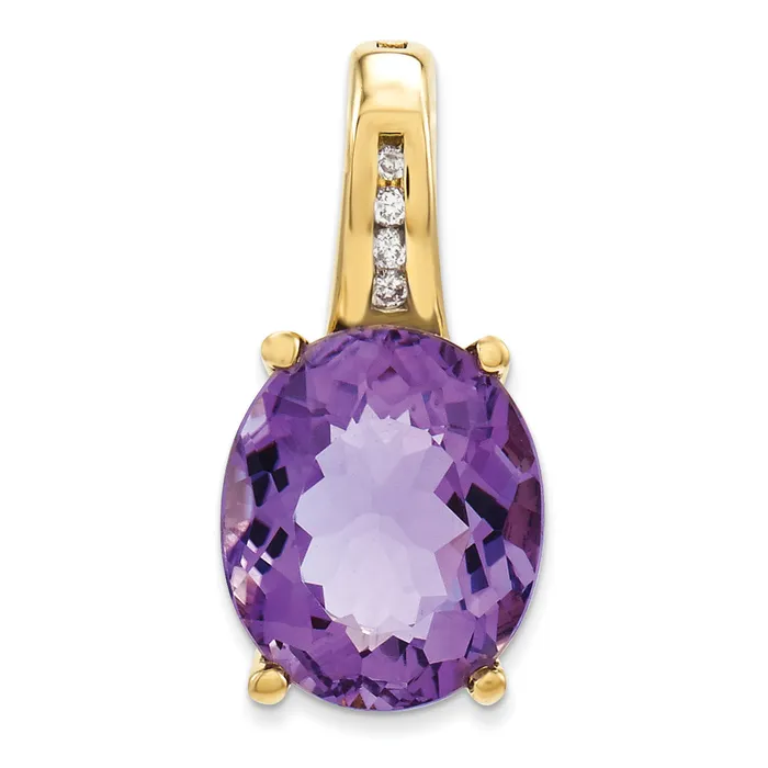 Goldiacom Necklaces 14k Diamond and Amethyst Oval Pendant