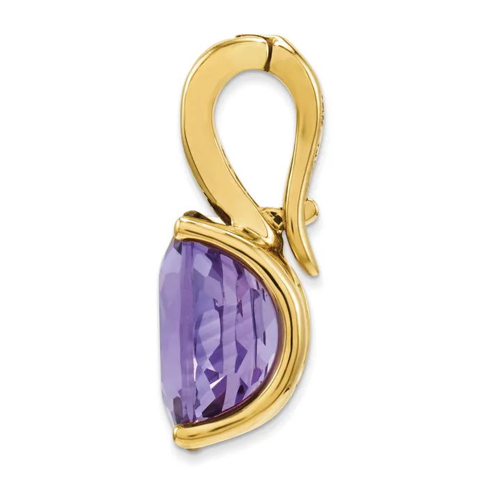 Goldiacom Necklaces 14k Diamond and Amethyst Oval Pendant