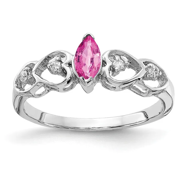 Goldiacom Rings 14k White Gold 6x3mm Marquise Pink Sapphire VS Real Diamond ring Goldiacom Rings 14k White Gold 6x3mm Marquise Pink Sapphire VS Real Diamond ring