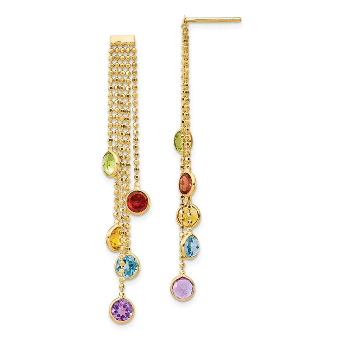 Goldia Earrings 14k Multicolored Gemstone Dangle Earrings