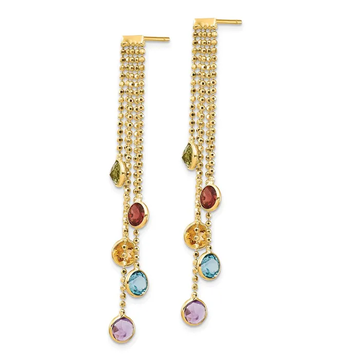 Goldia Earrings 14k Multicolored Gemstone Dangle Earrings