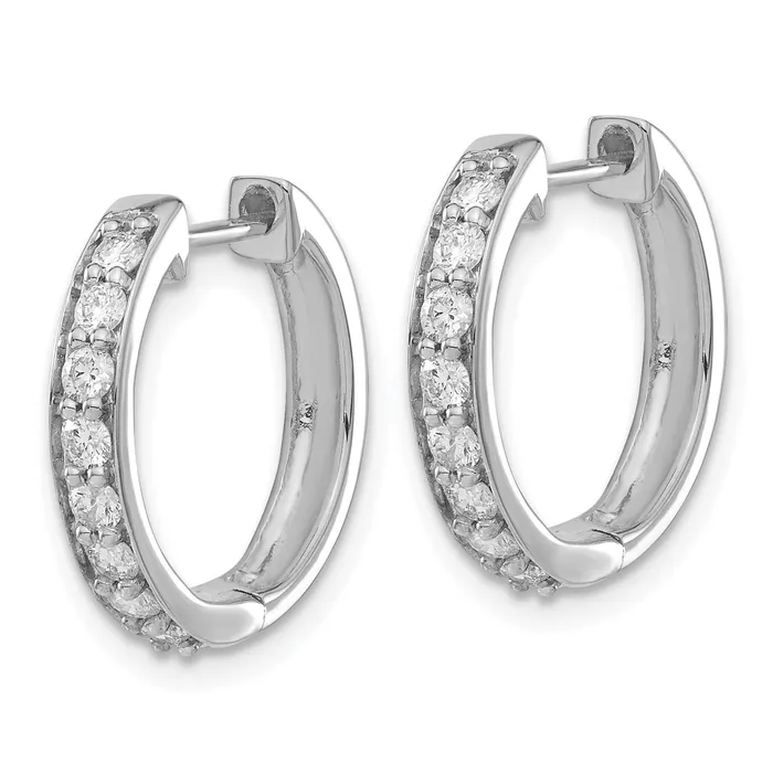 Goldia Earrings 14k White Gold 12 Ct Lab Grown Diamond VSSI G Hinged Hoop Earrings