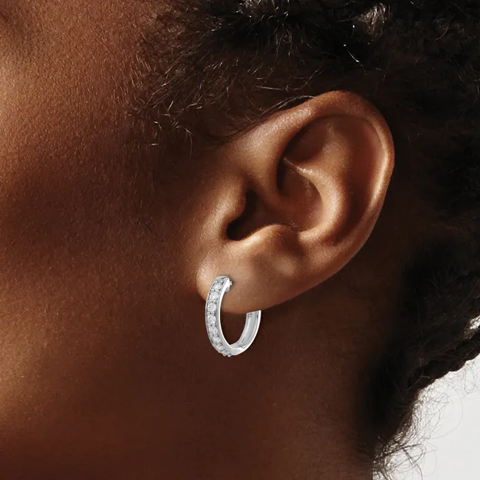 Goldia Earrings 14k White Gold 12 Ct Lab Grown Diamond VSSI G Hinged Hoop Earrings