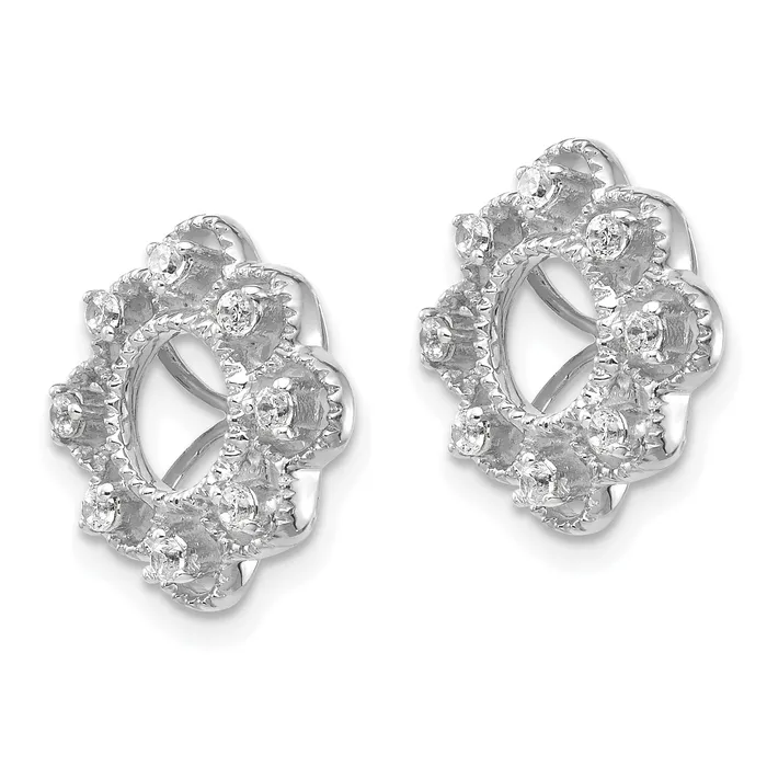 Goldia Earrings 14k White Gold 14 Ct Lab Grown Diamond VSSI G with 44 mm Earring Jacket