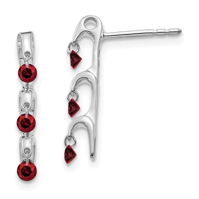 Goldia Earrings 14k White Gold Red Real Diamond Earrings