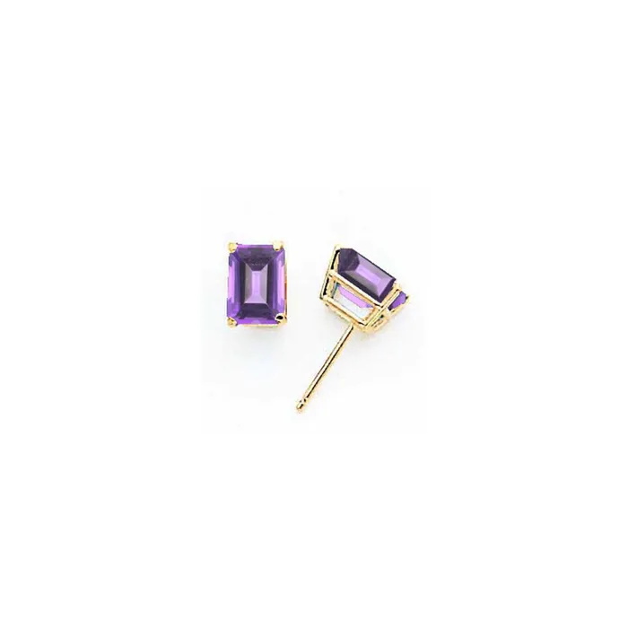 Goldia Earrings 14k Yellow Gold 6x4mm Emerald Cut Tsavorite Earrings