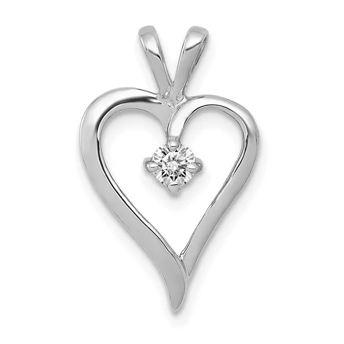 Goldia Necklaces 14k White Gold AA 110ct Real Diamond Heart Pendant
