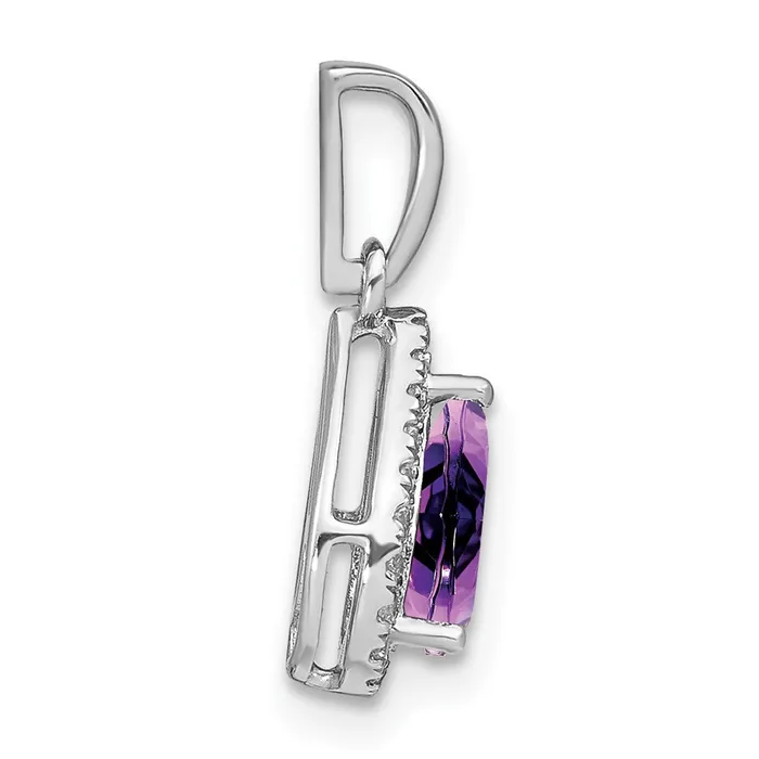Goldia Necklaces 14k White Gold Pear Amethyst and Real Diamond Halo Pendant
