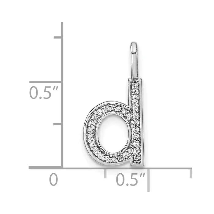 Goldia Necklaces 14K White Gold Real Diamond Lower Case Letter D Initial Pendant