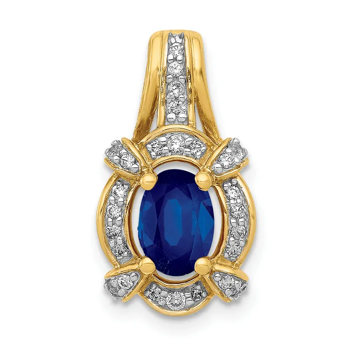 Goldia Necklaces 14k Yellow Gold 15 Ct Lab Grown Diamond VSSI G and Lab Created Blue Sapphire Pendant Goldia Necklaces 14k Yellow Gold 15 Ct Lab Grown Diamond VSSI G and Lab Created Blue Sapphire Pendant