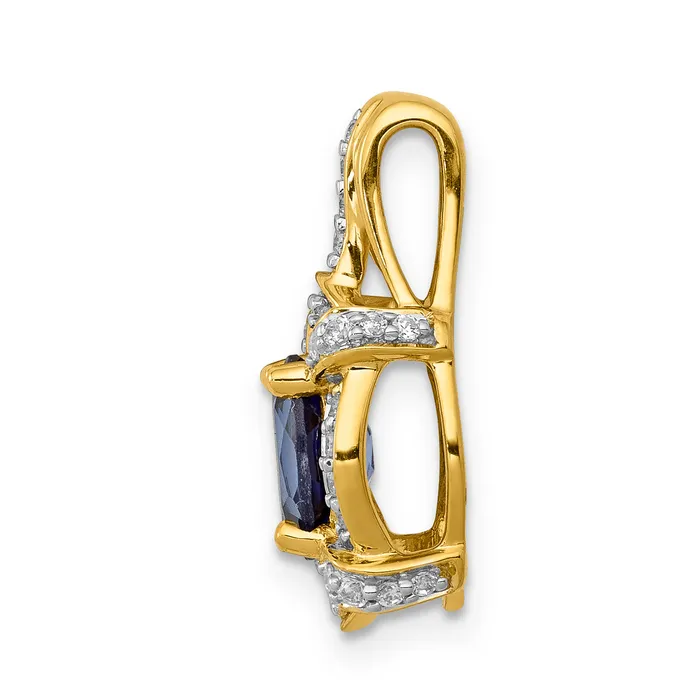 Goldia Necklaces 14k Yellow Gold 15 Ct Lab Grown Diamond VSSI G and Lab Created Blue Sapphire Pendant