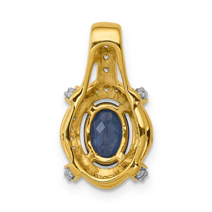 Goldia Necklaces 14k Yellow Gold 15 Ct Lab Grown Diamond VSSI G and Lab Created Blue Sapphire Pendant