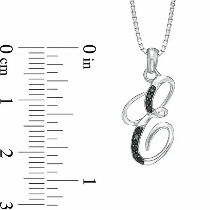 Goldia Necklaces Enhanced Black Natural Diamond Accent E Initial Pendant in Sterling Silver Goldia Necklaces Enhanced Black Natural Diamond Accent E Initial Pendant in Sterling Silver