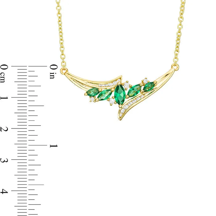 Goldia Necklaces Marquise LabCreated Emerald and White Sapphire Bypass Necklace in Sterling Silver with 14K Gold Plate 1575 Goldia Necklaces Marquise LabCreated Emerald and White Sapphire Bypass Necklace in Sterling Silver with 14K Gold Plate 1575