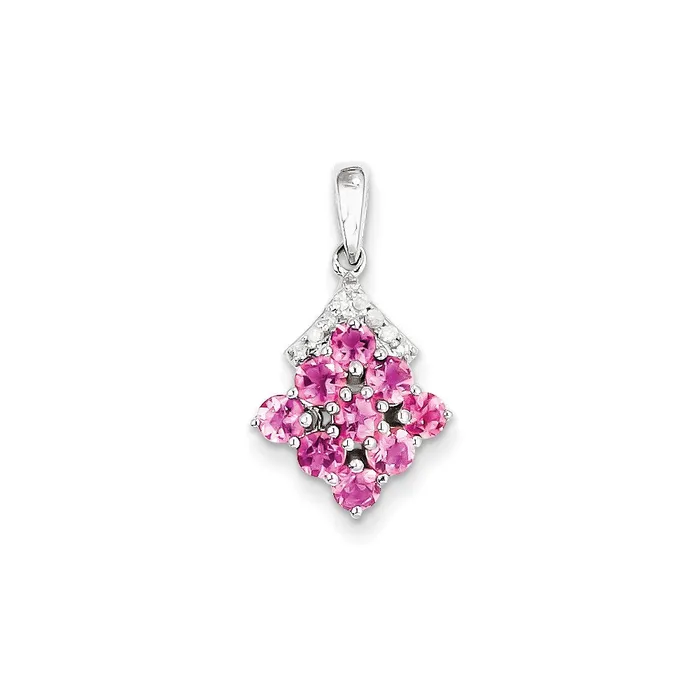 Goldia Necklaces Sterling Silver Rhodium Plated Diamond u0026 Pink Tourmaline Pendant Goldia Necklaces Sterling Silver Rhodium Plated Diamond u0026 Pink Tourmaline Pendant