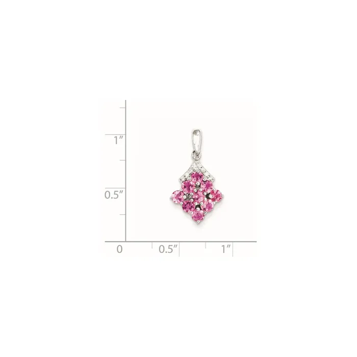 Goldia Necklaces Sterling Silver Rhodium Plated Diamond u0026 Pink Tourmaline Pendant