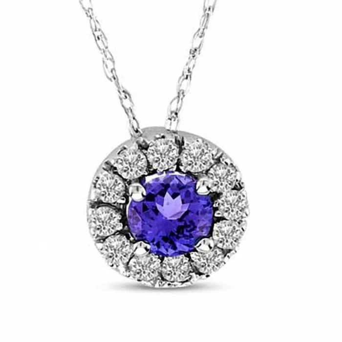 Goldia Necklaces Tanzanite and 02 CT TW Natural Diamond Frame Pendant in 14K White Gold Goldia Necklaces Tanzanite and 02 CT TW Natural Diamond Frame Pendant in 14K White Gold