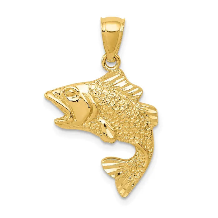 Goldia PreStyled Sets 14k Yellow Gold Gold Polished Textured Bass Pendant