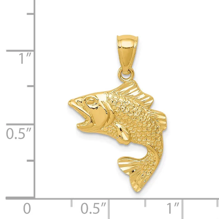 Goldia PreStyled Sets 14k Yellow Gold Gold Polished Textured Bass Pendant