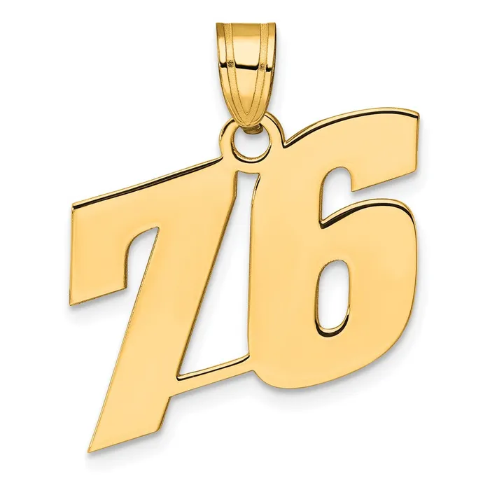 Goldia PreStyled Sets 14k Yellow Gold Polished Block Number 76 Pendant