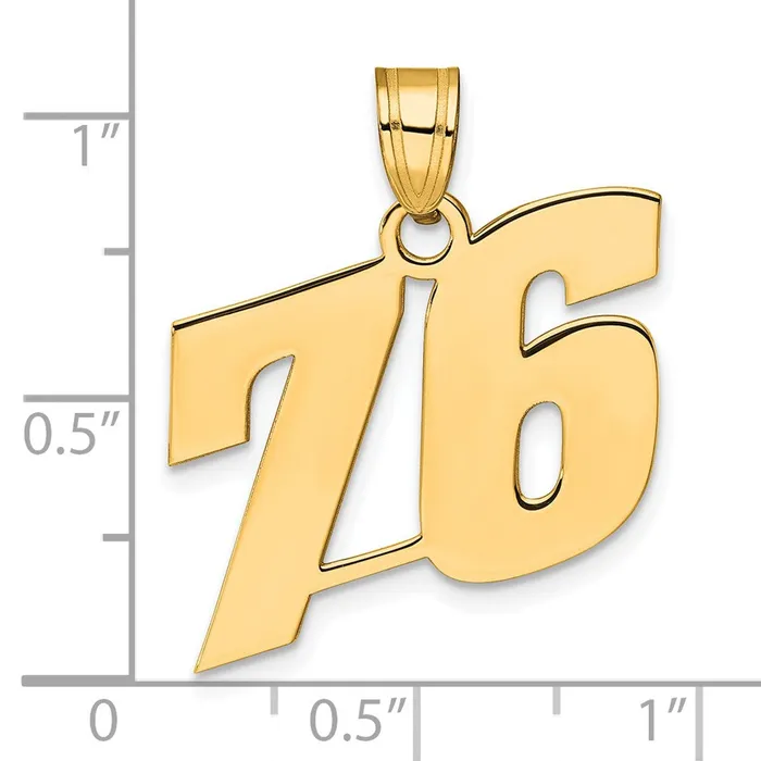 Goldia PreStyled Sets 14k Yellow Gold Polished Block Number 76 Pendant