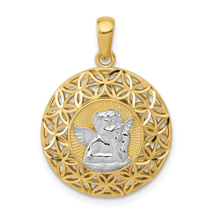 Goldia PreStyled Sets 14k Yellow Rhodium Gold wRhodium Polished Filigree Guardian Angel Pendant Goldia PreStyled Sets 14k Yellow Rhodium Gold wRhodium Polished Filigree Guardian Angel Pendant