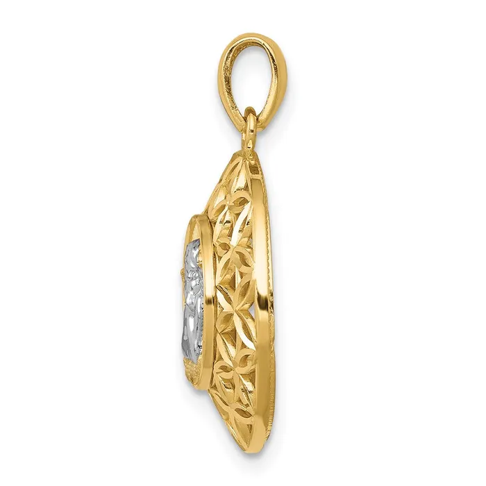 Goldia PreStyled Sets 14k Yellow Rhodium Gold wRhodium Polished Filigree Guardian Angel Pendant
