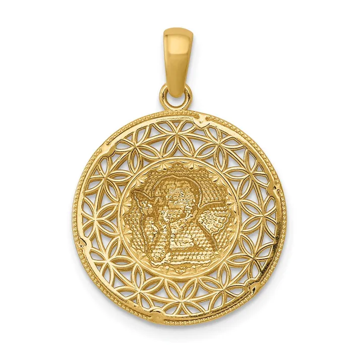 Goldia PreStyled Sets 14k Yellow Rhodium Gold wRhodium Polished Filigree Guardian Angel Pendant