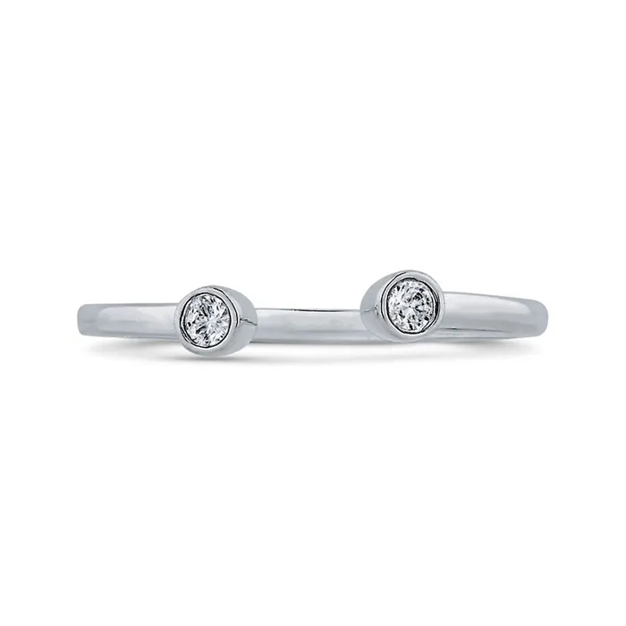 Goldia Rings 007 CT TW Natural Diamond Two Stone Open Ring in Solid 10K White Gold Goldia Rings 007 CT TW Natural Diamond Two Stone Open Ring in Solid 10K White Gold