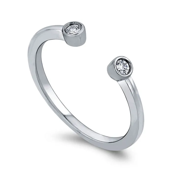 Goldia Rings 007 CT TW Natural Diamond Two Stone Open Ring in Solid 10K White Gold Goldia Rings 007 CT TW Natural Diamond Two Stone Open Ring in Solid 10K White Gold