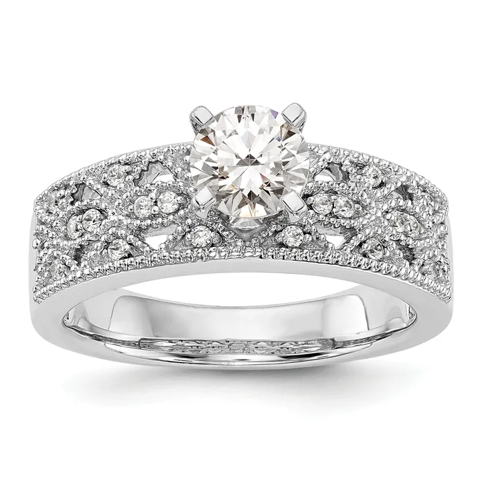 Goldia Rings 010ct CZ Solid Real 14K White Gold Peg Set Engagement Ring