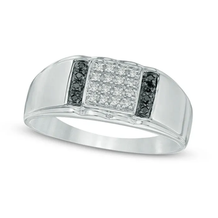 Goldia Rings 013 CT TW Enhanced Black and White Natural Diamond Ring in Sterling Silver Goldia Rings 013 CT TW Enhanced Black and White Natural Diamond Ring in Sterling Silver
